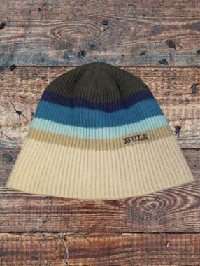 BULA GRAY,BLUE,TAN STRIPE KNIT BEANIE 100% ACYRLIC